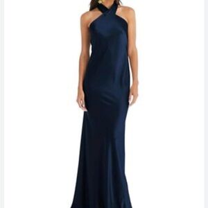 NWOT‎ Draped Twist Halter Tie-Back Trumpet Lovely Gown Blue size 1X reg $230